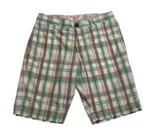 Pantalones Cortos Penguin by Munsingwear Para Hombre Talla 30 Verde Gris Cuadros Frente Plano - Imagen 1 de 8