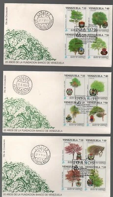 Venezuela: 1990; Scott 1436-1438, lot of 6, set trees first day cover, EBV1700-3 - Image 1 of 2