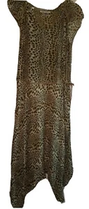 Newport News Dress Size 8 Brown Leopard Animal Print Asymmetrical Hem Lined - Picture 1 of 5