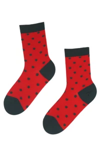 BestSockDrawer TAMPERE Unisex Red Merino Wool Socks With Blue Dots, Size 6-11 - Bild 1 von 2