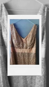 Golden Elegance Sequin Mermaid Prom Dress Size 16 - Picture 1 of 8