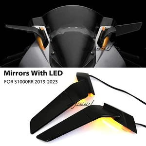 For BMW S1000RR M1000RR 19-24 Wind Side Mirror Rear View Mirrors with LED light - Picture 1 of 9