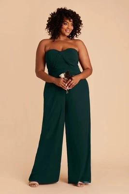 Birdy Grey Gigi Convertible Jumpsuit Curve 2X Chiffon Emerald NEW NWT - Imagem 1 de 4