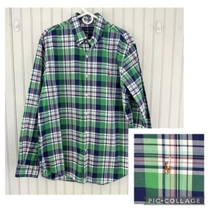 Ralph Lauren Men’s XL Shirt Slim Fit Stretch Oxford Button Up Green Blue Plaid - Picture 1 of 16