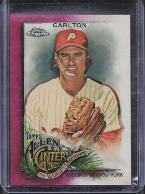 2022 Topps Allen & Ginter Chrome Steve Carlton #101 Magenta Refractor /199 - Image 1 of 2