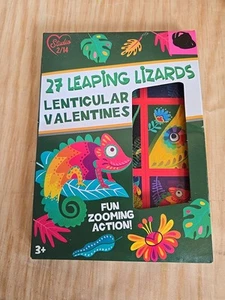 27 LEAPING LIZARDS Lenticular Valentine's Day Classroom Cards 27 Count Box - Picture 1 of 6