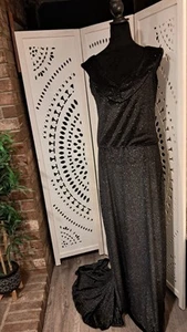 Black Sparkle Velvet Evening Gown  Special Occasion Sleeveless Pullover Size M - Picture 1 of 9