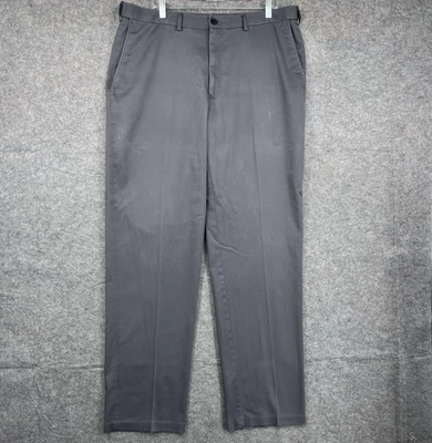 Pantalones Haggar Para Hombre 38x34 Gris Calce Clásico Premium Sin Hierro Caqui Elástico Chino Foto 1 de 4