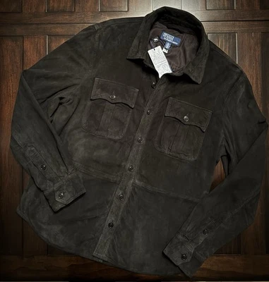 Polo Ralph Lauren Gamuza Utilidad Sobre Camisa Chaqueta NEGRA Para Hombre (M) NUEVO CON ETIQUETAS $998🔥 Foto 1 de 4