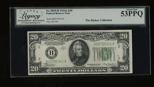 DBR 1934-A $20 FRN New York Fr. 2055-B Legacy 53 PPQ Serial B09796341B - Picture 1 of 2