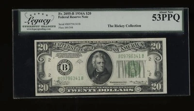 DBR 1934-A $20 FRN New York Fr. 2055-B Legacy 53 PPQ Serial B09796341B - Image 1 of 2