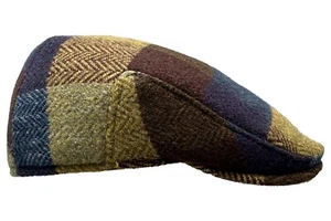 fiebig ® WOLLE FLATCAP CAP KAPPE MÜTZE SCHIRMMÜTZE HERRINGBONE CHECK BRAUN TREND - Bild 1 von 5