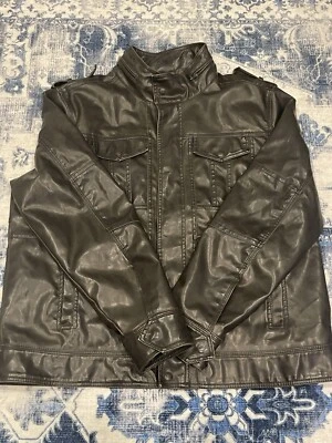 Levi’s Black Bomber Jacket Men Zip Faux Leather Motorcycle Racer Zip XL - Image 1 of 4