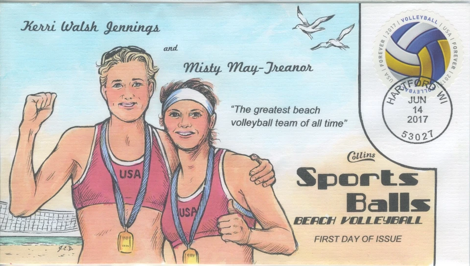 #5204 Forever FDC "Sports Balls" VOLEIBOL 2017 Collins pintado a mano FDC Foto 1 de 1