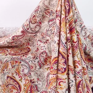 1 yard X 1.4 meter Retro Paisley Gown Material Soft Rayon Cotton Fabric - Picture 1 of 9