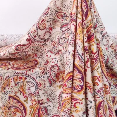 1 yard X 1.4 meter Retro Paisley Gown Material Soft Rayon Cotton Fabric - Image 1 of 4