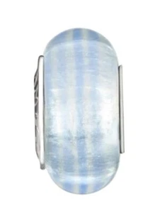 Chamilia BLUE ICE LT BLUE RIBBON CANDY Murano Glass & Sterling Bead 2110-1180 - Picture 1 of 5