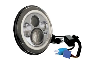 7" silver Headlight LED with Halo Harley Davidson Touring Electra glide  Softail - Picture 1 of 1