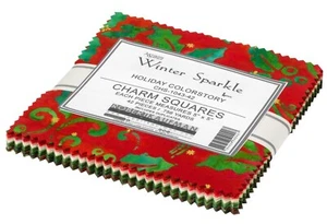 Tela Feline Drive 5" Cuadrados BATIK WINTER SPARKLE Vacaciones Colorstory 42 Piezas - Imagen 1 de 8