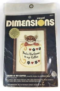 Kit de bordado Dimensions Crewel crema en mi ratón de café 5" x 7" 1980 #6021 nuevo - Imagen 1 de 3