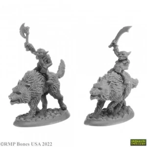 GOBLIN WOLFRIDERS Reaper Miniatures Bones USA Dungeon Dwellers REM07041 D&D - Picture 1 of 8