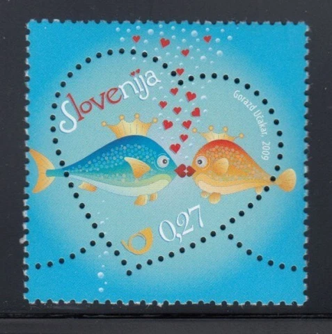 SLOVENIA Fish Kissing LOVE MNH stamp Cover
