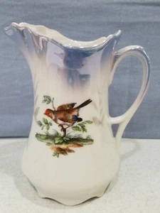Vintage White Ceramic Creamer Pitcher With Bird Made In Germany Personal Size 4" - Picture 1 of 7