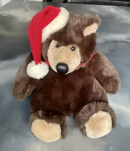 Vintage The Westcliff Collection Plush Bear 10" Santa Hat Christmas Bow Korea - Picture 1 of 9