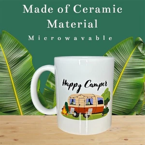 Ceramic Coffee Mug 11oz Camping Design Microwave and Dishwasher Safe - Picture 1 of 3