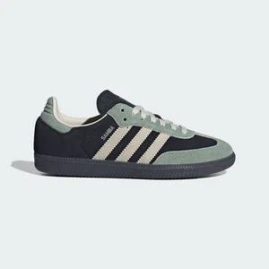 Adidas Womens Samba OG Core Black Alumnia Silver Green JI2680 Size 7 - Picture 1 of 9