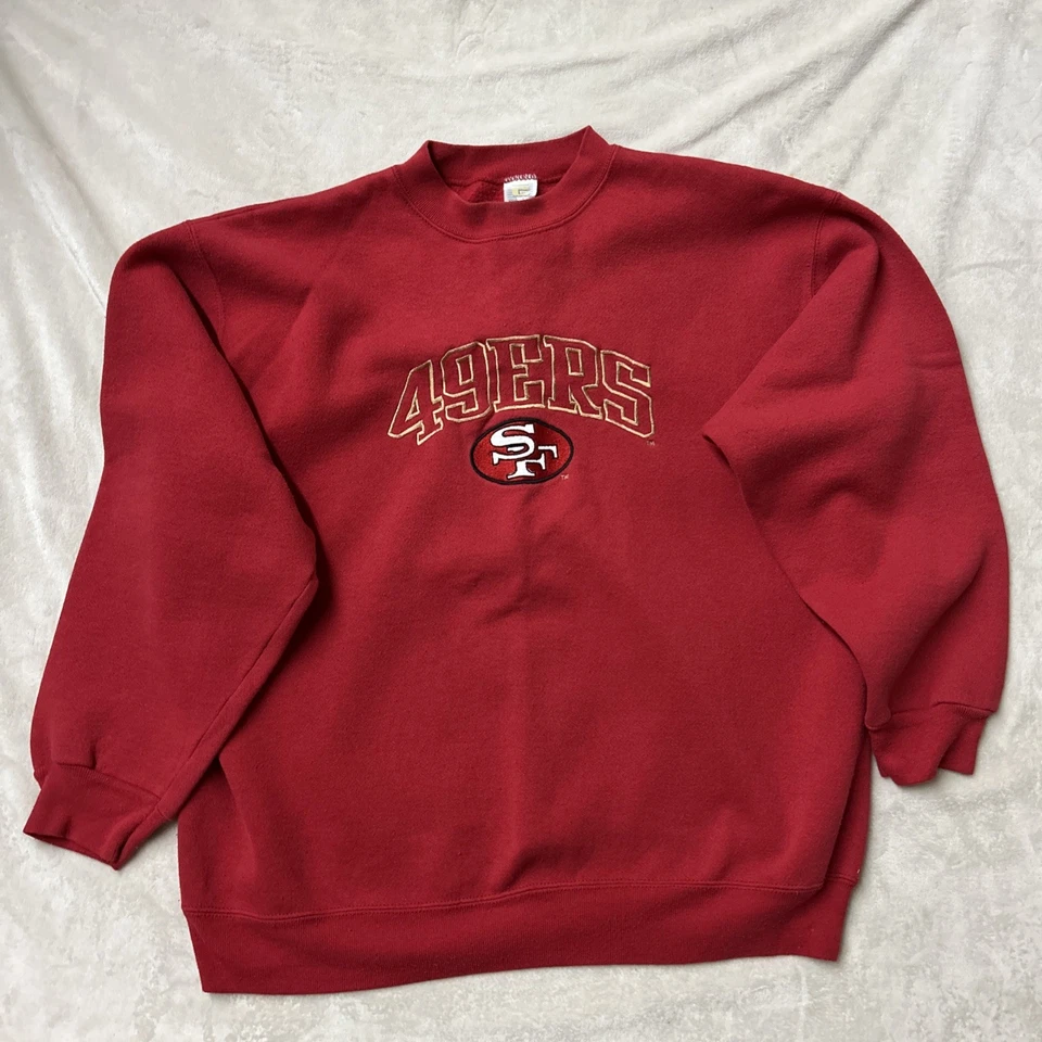 Pullover deportivo de competición vintage de los 90 de los San Francisco 49ers para hombre XL rojo cuello redondo Foto 1 de 4