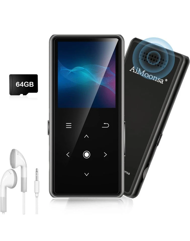 64GB MP3 Player with Bluetooth 5.2, AiMoonsa Music Player with Built-in HD - Image 1 of 4