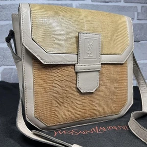 Saint Laurent Shoulder Bag Purse YSL Cassandra Leather Beige Brown Authentic - Imagen 1 de 24
