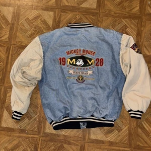 Disney 1928 Mickey Mouse League Denim Coat Jacket Men's Size XL - Picture 1 of 9