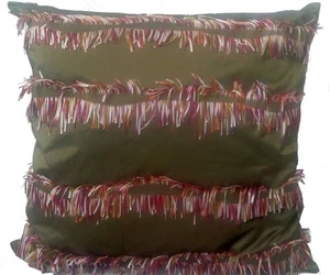 MISSONI HOME CUSHION COVER 60x60cm SILK BLEND FRINGES PAMIR T34 - Picture 1 of 6
