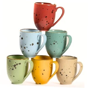 Coffee Mugs Set Of 6, 14 Oz Large Handle Heavy Duty Cups - Microwave - Picture 1 of 7