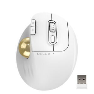 Delux Programmable Silent Bluetooth 5.0 2.4G USB Wireless Trackball Mouse White