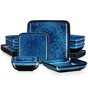vancasso 16-teilig Tafelservice Steingut Blau Kombiservice Geschirr Teller Set - Bild 1 von 12