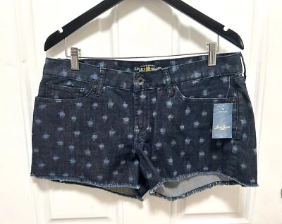 NUEVO CON ETIQUETAS LUCKY BRAND RILEY SHORTS Denim Jean shorts corte talla 10/30 patrón de puntos $79 Foto 1 de 4
