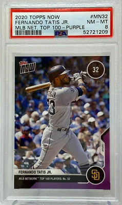 2020 Topps    Fernando Tatis Jr.    Purple    Serial #8/25   PSA 8    POP 2 - Image 1 of 4