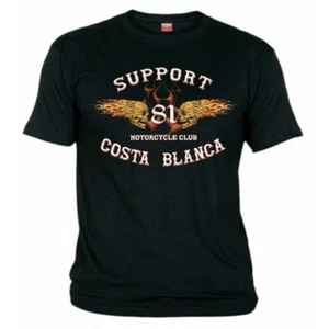 49 Flaming Sculls Camiseta Negra Soporte81 Big Red Hells Angels - Imagen 1 de 4