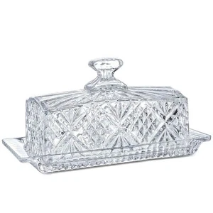 Kristall bedeckt Butterdose 8 Zoll Klassisches Glas 2 Stück Design Butterdose mit... - Bild 1 von 8