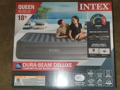 Intex 18" Dura Beam Deluxe High Raised Airbed Mattress with Built-in Pump Queen - Image 1 of 4