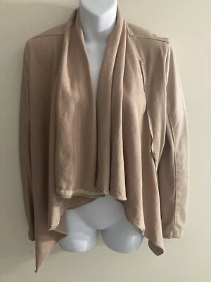 Дамы Anthropologie пустой NY куртка желтовато-коричневый Sz S ПВХ/вязаная шаль молнии Asym - Изображение 1 из 4