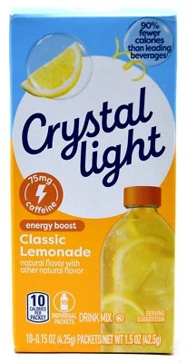 50 10-Packet Boxes Crystal Light Energy Boost Classic Lemonade Drink Mix - Image 1 of 4