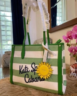 NWT Kate Spade Market Cabana Canvas Medium Tote Green Multi - Image 1 of 3