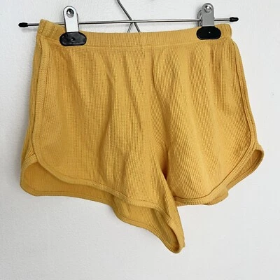 John Galt Thermal Shorts Womens One Size OS Mustard Yellow Waffle Knit Y2K - Image 1 of 3