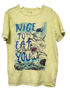 Kids Shark Graphic Tee Green Short Sleeve T-Shirt Boys Size Small Gap - Picture 1 of 4