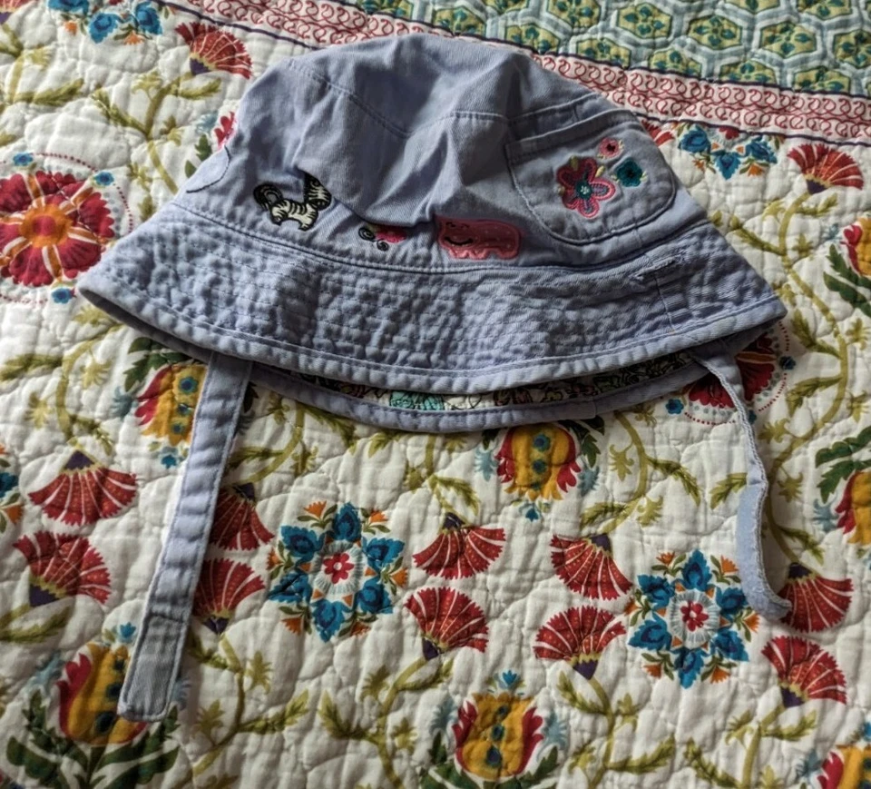 Sombrero de sol reversible REI púrpura animales de zoológico niñas niños pequeños talla única Foto 1 de 4