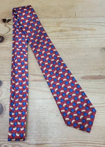 Wembley Men's 59" Necktie Tie Red w/Blue Helmets Brown Tan Footballs Ole Miss - Picture 1 of 5